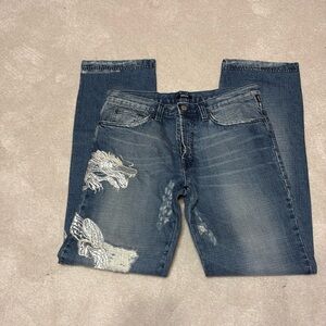 Men’s Versace distressed, couture jeans